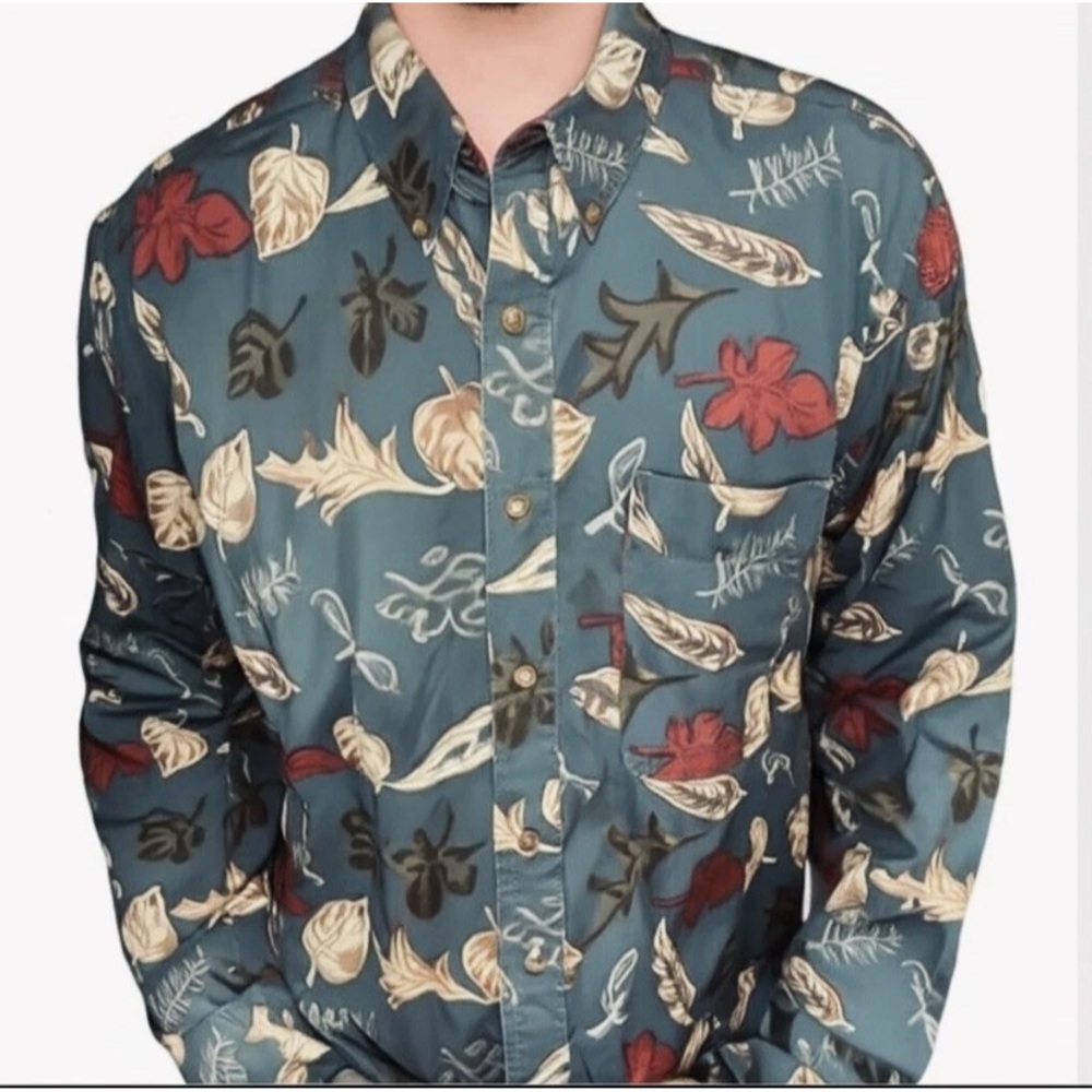 Vintage Chaps Ralph Lauren Shirt Cotton Green Men Size L Patterned